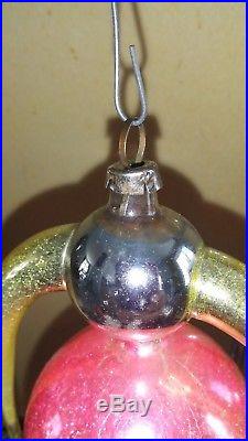 Vtg ANTIQUE Hand Blown GLASS Christmas ORNAMENT 2 Annealed Arms RARE