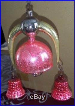 Vtg ANTIQUE Hand Blown GLASS Christmas ORNAMENT 2 Annealed Arms RARE