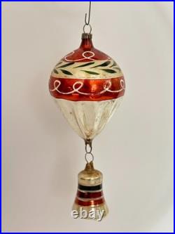 Vtg Antique Fantasy Fluted Balloon Bell Mercury Glass Christmas Ornament Germany