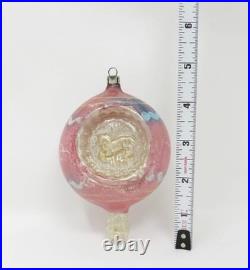 Vtg Antique Glass Unicorn Embossed Double Indent Pink Finial Xmas Ornament 4