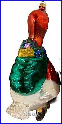 Vtg Christmas Ornament Hand Blown Large Duck Goose Mercury Glass 5.25 Inc Tall