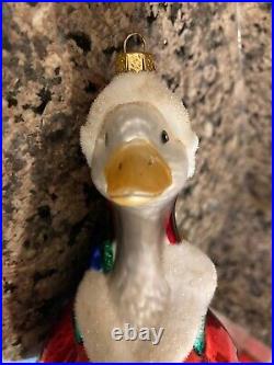 Vtg Christmas Ornament Hand Blown Large Duck Goose Mercury Glass 5.25 Inc Tall