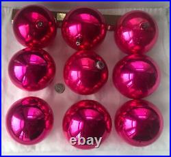 Vtg Christmas Ornament Jumbo 4 Made in Poland Pink Magenta Mercury Glass Lot