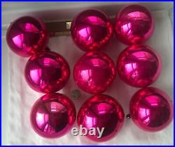 Vtg Christmas Ornament Jumbo 4 Made in Poland Pink Magenta Mercury Glass Lot