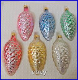 Vtg Christmas Ornaments Made Columbia Glass Hand Made Gorgeous Pinecone 3,5 Box