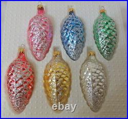 Vtg Christmas Ornaments Made Columbia Glass Hand Made Gorgeous Pinecone 3,5 Box
