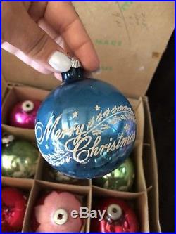 Vtg Christmas Ornaments SHINY BRITE Stencil Mica Jack Nimble RARE Jumbo 4 L@@K
