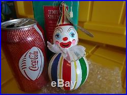 Vtg. Circus Clown Christmas ornament blown glass Made in Italy Lord and Taylor