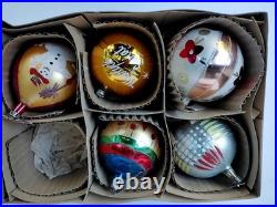 Vtg Fantasia Jumbo Mercury Glass Ornaments Made In Poland In Orig Box