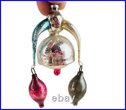 Vtg Fluted Bell Annealed Arms Chandelier mercury glass christmas tree ornament