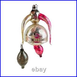 Vtg Fluted Bell Annealed Arms Chandelier mercury glass christmas tree ornament