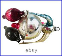 Vtg Fluted Bell Annealed Arms Chandelier mercury glass christmas tree ornament