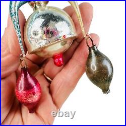 Vtg Fluted Bell Annealed Arms Chandelier mercury glass christmas tree ornament