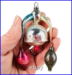 Vtg Fluted Bell Annealed Arms Chandelier mercury glass christmas tree ornament