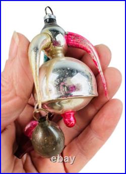 Vtg Fluted Bell Annealed Arms Chandelier mercury glass christmas tree ornament