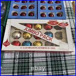 Vtg Glass Christmas Ornament Lot Pyramid Krebs Holiday Time Merry Brite Visions