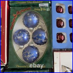 Vtg Glass Christmas Ornament Lot Pyramid Krebs Holiday Time Merry Brite Visions