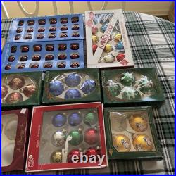 Vtg Glass Christmas Ornament Lot Pyramid Krebs Holiday Time Merry Brite Visions