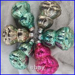 Vtg Glass Christmas Ornaments Rose Bud withHip of Leaves Paragon Made in US of A