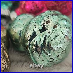 Vtg Glass Christmas Ornaments Rose Bud withHip of Leaves Paragon Made in US of A