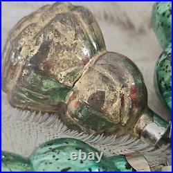 Vtg Glass Christmas Ornaments Rose Bud withHip of Leaves Paragon Made in US of A