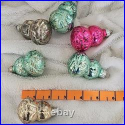 Vtg Glass Christmas Ornaments Rose Bud withHip of Leaves Paragon Made in US of A