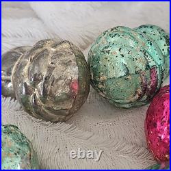 Vtg Glass Christmas Ornaments Rose Bud withHip of Leaves Paragon Made in US of A