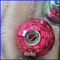 Vtg Glass Christmas Ornaments Rose Bud withHip of Leaves Paragon Made in US of A