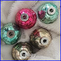 Vtg Glass Christmas Ornaments Rose Bud withHip of Leaves Paragon Made in US of A