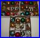 Vtg-Glass-Xmas-Ornaments-Set-36-SHINY-BRITE-MIX-Balls-UFO-Shape-Indent-Stencil-01-doh