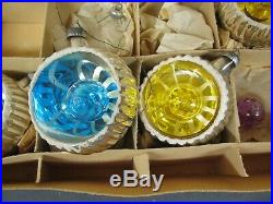 Vtg Italy Liquid Filled Kaleidoscope Indent Mercury Glass Christmas Ornaments