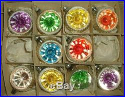 Vtg Liquid Filled Kaleidoscope Indent Mercury Glass Christmas Ornaments Orig Box