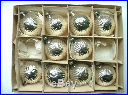 Vtg Liquid Filled Kaleidoscope Indent Mercury Glass Christmas Ornaments Orig Box