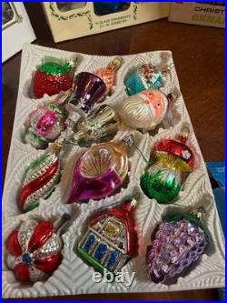 Vtg Mercury Glass Christmas Ornaments Lot with Boxes Indent Shiny Brite Style Deco Vtg Mercury Glass Christmas Ornaments Lot with Boxes Indent Shiny Brite Style Deco