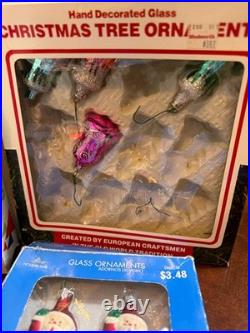 Vtg Mercury Glass Christmas Ornaments Lot with Boxes Indent Shiny Brite Style Deco Vtg Mercury Glass Christmas Ornaments Lot with Boxes Indent Shiny Brite Style Deco