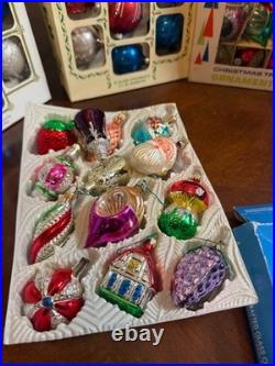 Vtg Mercury Glass Christmas Ornaments Lot with Boxes Indent Shiny Brite Style Deco Vtg Mercury Glass Christmas Ornaments Lot with Boxes Indent Shiny Brite Style Deco