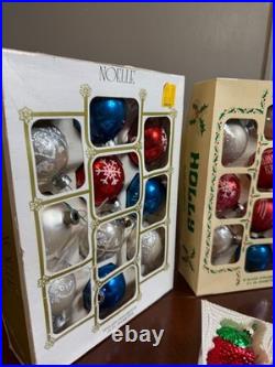 Vtg Mercury Glass Christmas Ornaments Lot with Boxes Indent Shiny Brite Style Deco Vtg Mercury Glass Christmas Ornaments Lot with Boxes Indent Shiny Brite Style Deco