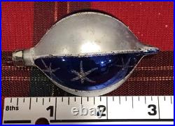 Vtg Poland 3 Indent Mercury Glass Christmas Ornaments Teardrop Hand Painted 12