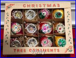 Vtg Polish Christmas Ornaments 12 4 Teardrop INDENT Hand Painted Mercury Glass