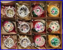 Vtg Polish Christmas Ornaments 12 4 Teardrop INDENT Hand Painted Mercury Glass