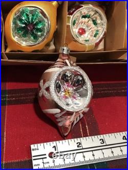Vtg Polish Christmas Ornaments 12 4 Teardrop INDENT Hand Painted Mercury Glass