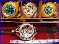 Vtg Polish Christmas Ornaments 12 4 Teardrop INDENT Hand Painted Mercury Glass