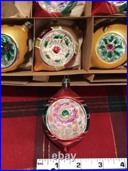 Vtg Polish Christmas Ornaments 12 4 Teardrop INDENT Hand Painted Mercury Glass