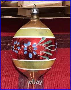 Vtg Polish Christmas Ornaments 12 4 Teardrop INDENT Hand Painted Mercury Glass
