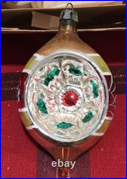 Vtg Polish Christmas Ornaments 12 4 Teardrop INDENT Hand Painted Mercury Glass