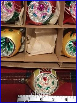 Vtg Polish Christmas Ornaments 12 4 Teardrop INDENT Hand Painted Mercury Glass