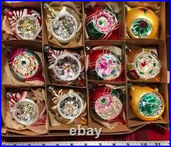 Vtg Polish Christmas Ornaments 12 4 Teardrop INDENT Hand Painted Mercury Glass