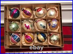Vtg Polish Christmas Ornaments 3 Teardrop Hand Painted Mercury Glass 12 with Box Vtg Polish Christmas Ornaments 3 Teardrop Hand Painted Mercury Glass 12 with Box