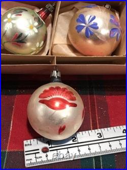 Vtg Polish Christmas Ornaments 3 Teardrop Hand Painted Mercury Glass 12 with Box Vtg Polish Christmas Ornaments 3 Teardrop Hand Painted Mercury Glass 12 with Box