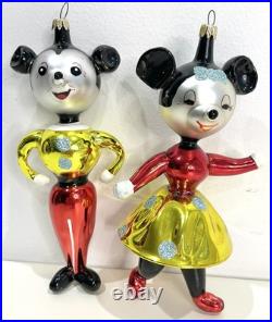 Vtg Radko Kissing Cousins Christmas Ornament Mickey Minnie Mouse Glass Flaw Vtg Radko Kissing Cousins Christmas Ornament Mickey Minnie Mouse Glass Flaw